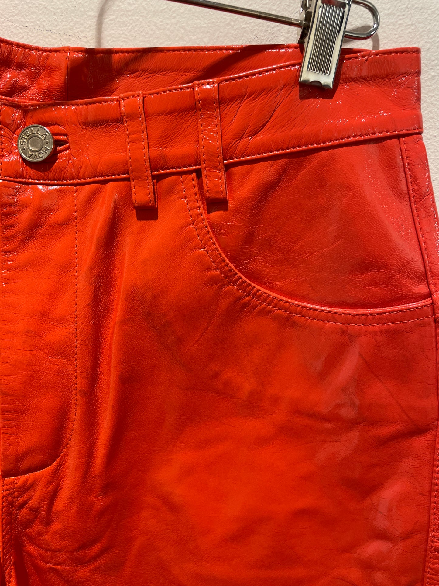 Stella Nova - Leather Pants - Coral Red - Medinas Wardrobe - EU36
