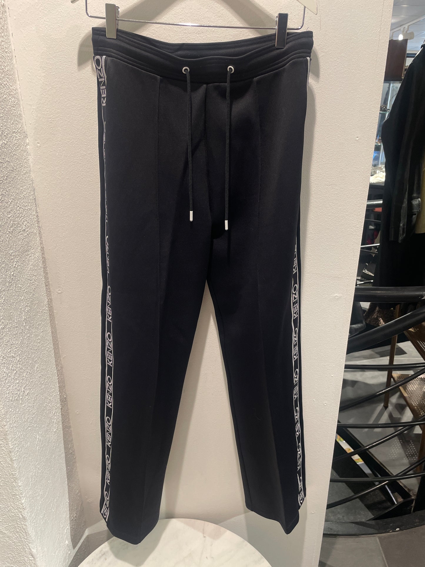 Kenzo – Paris Logo Side-Stripe Trackpants (Black/White) - S/M