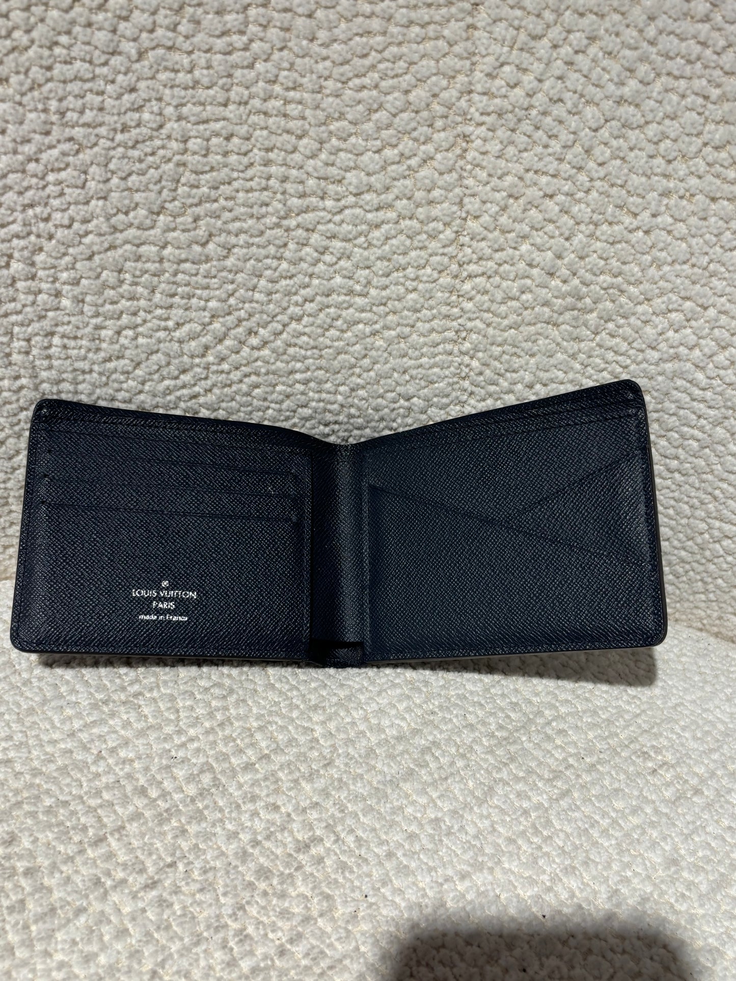 Louis Vuitton Wallet – Navy Leather with Embossed Logo