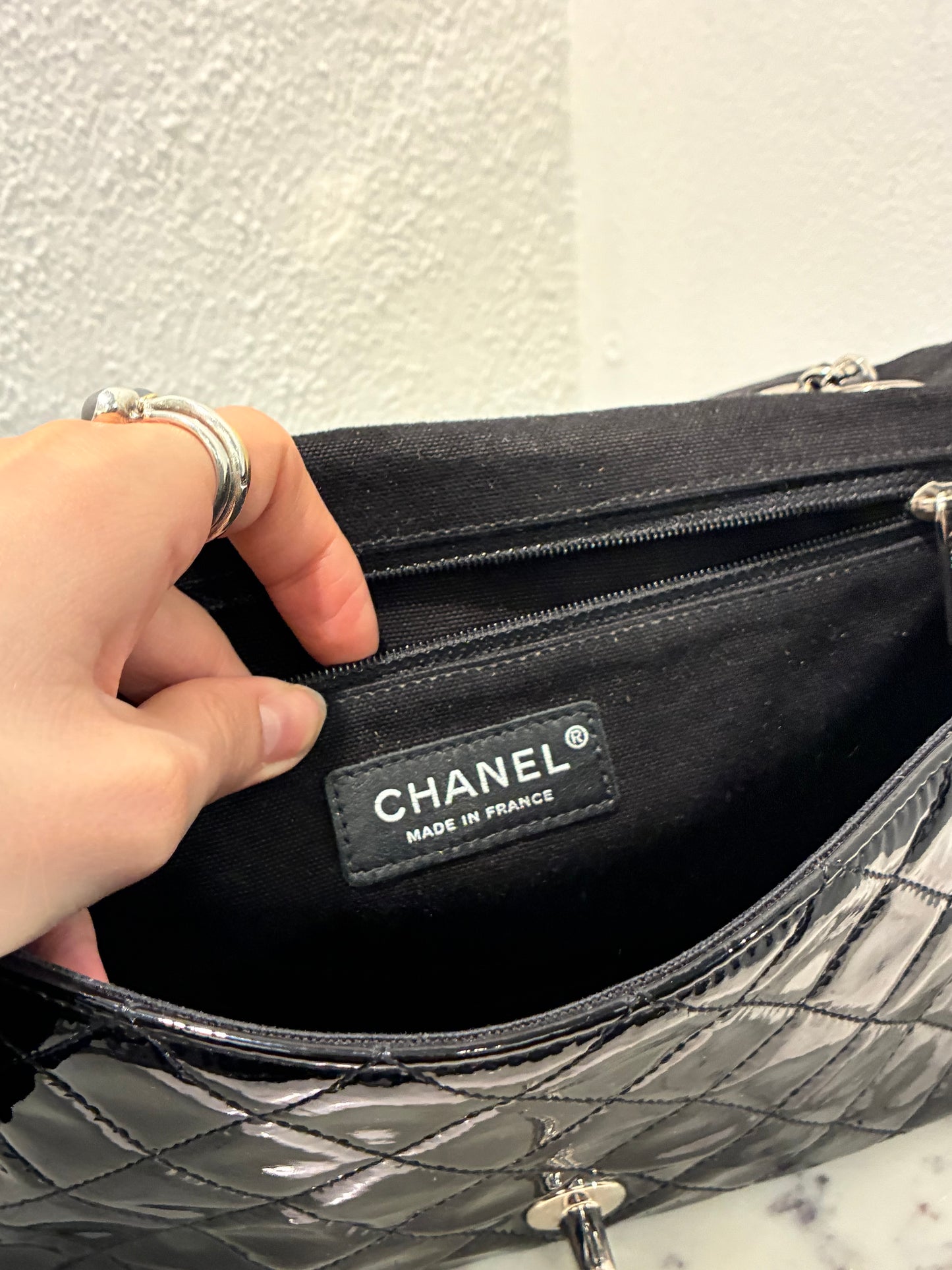 Chanel Medium Single Flap – Black Patent Leather & Silver Hardware