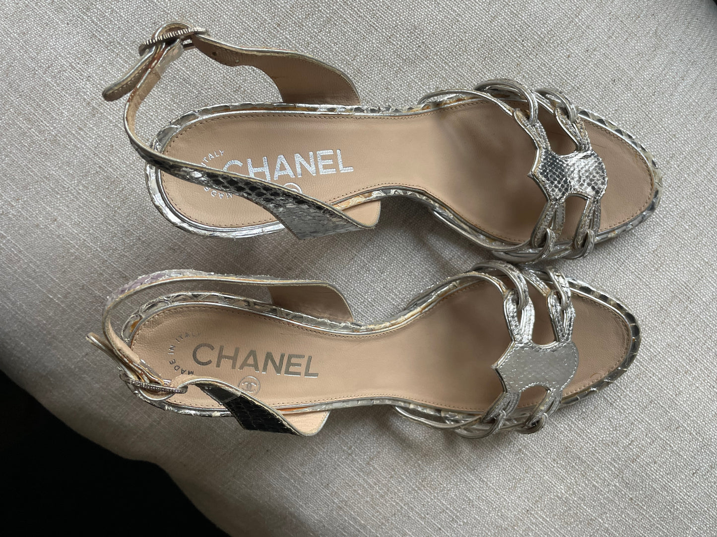 Chanel - heels - Ægte Python - Silver - 38