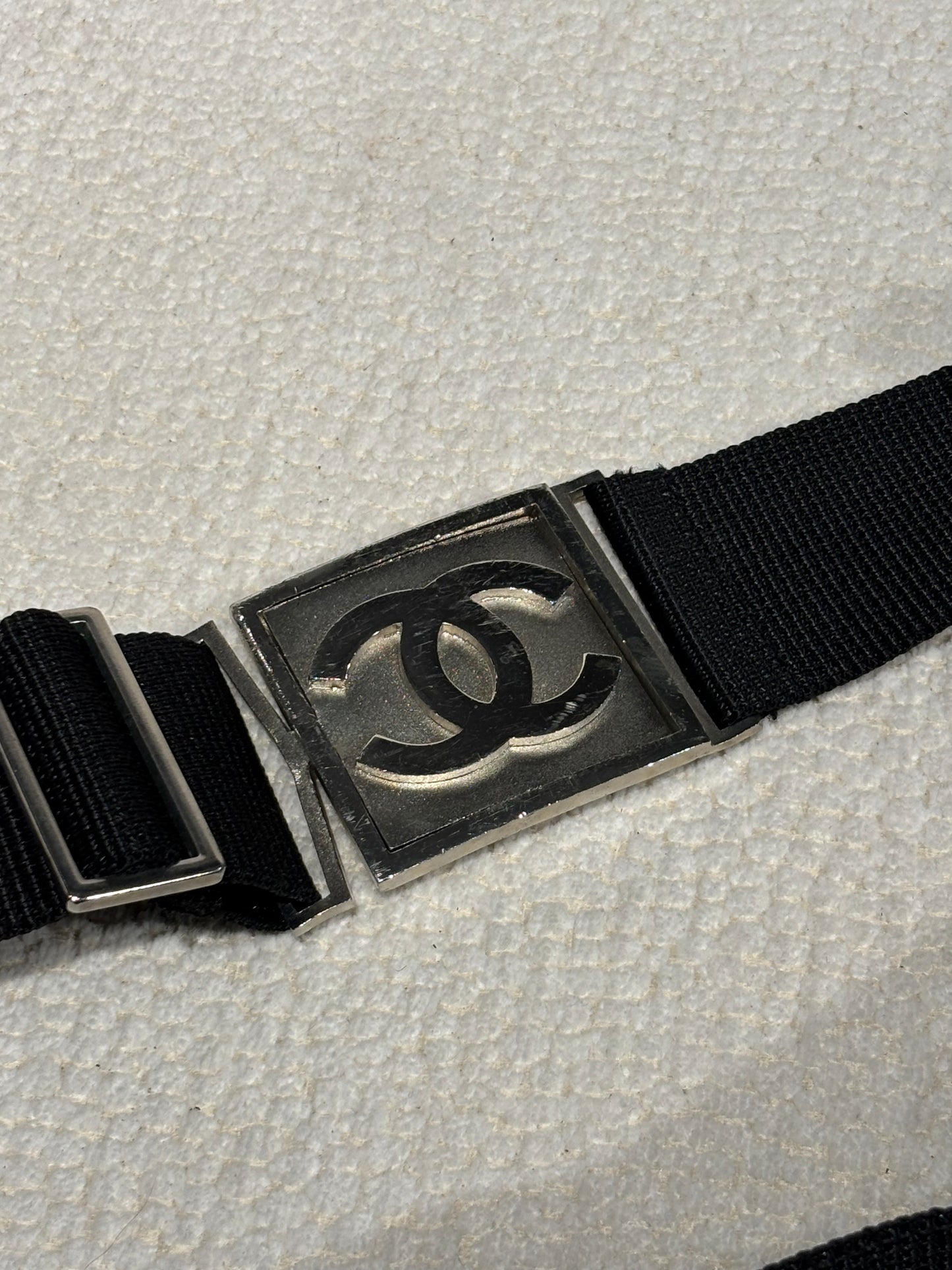 Chanel Belt – Black Canvas with Silver CC Buckle - Sport Line