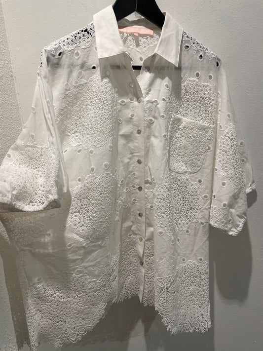 Valerie Khalfon Paris - White Lace Shirt - Medinas Wardrobe - EU38
