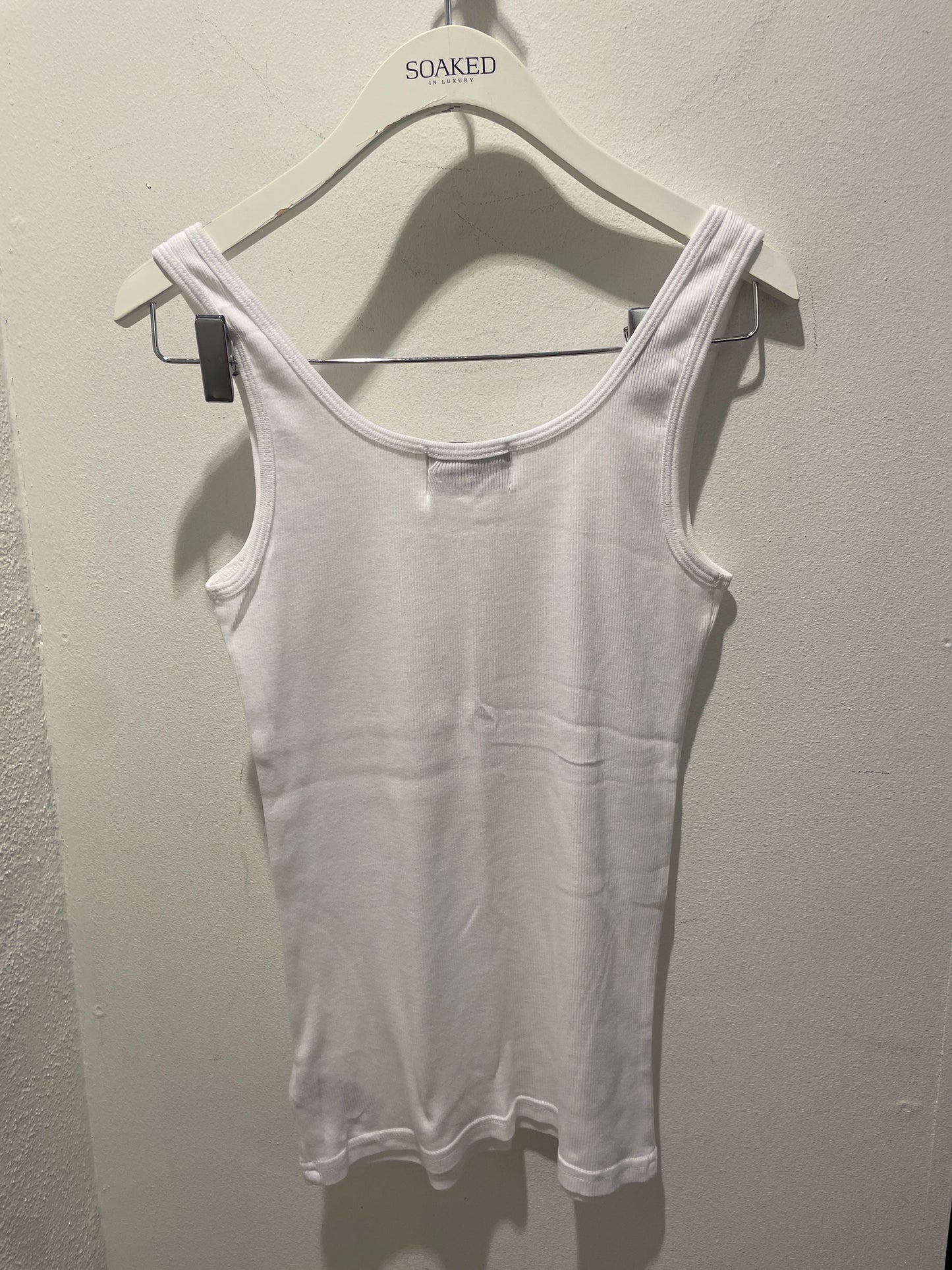 Juicy Couture Vintage White Ribbed Tank Top with Rhinestones - M