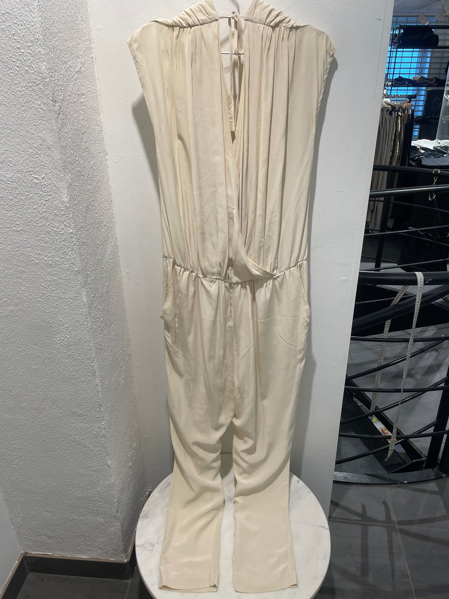 Malene Birger Silk Sleeveless Jumpsuit with Ladder-Stitch Detail - M