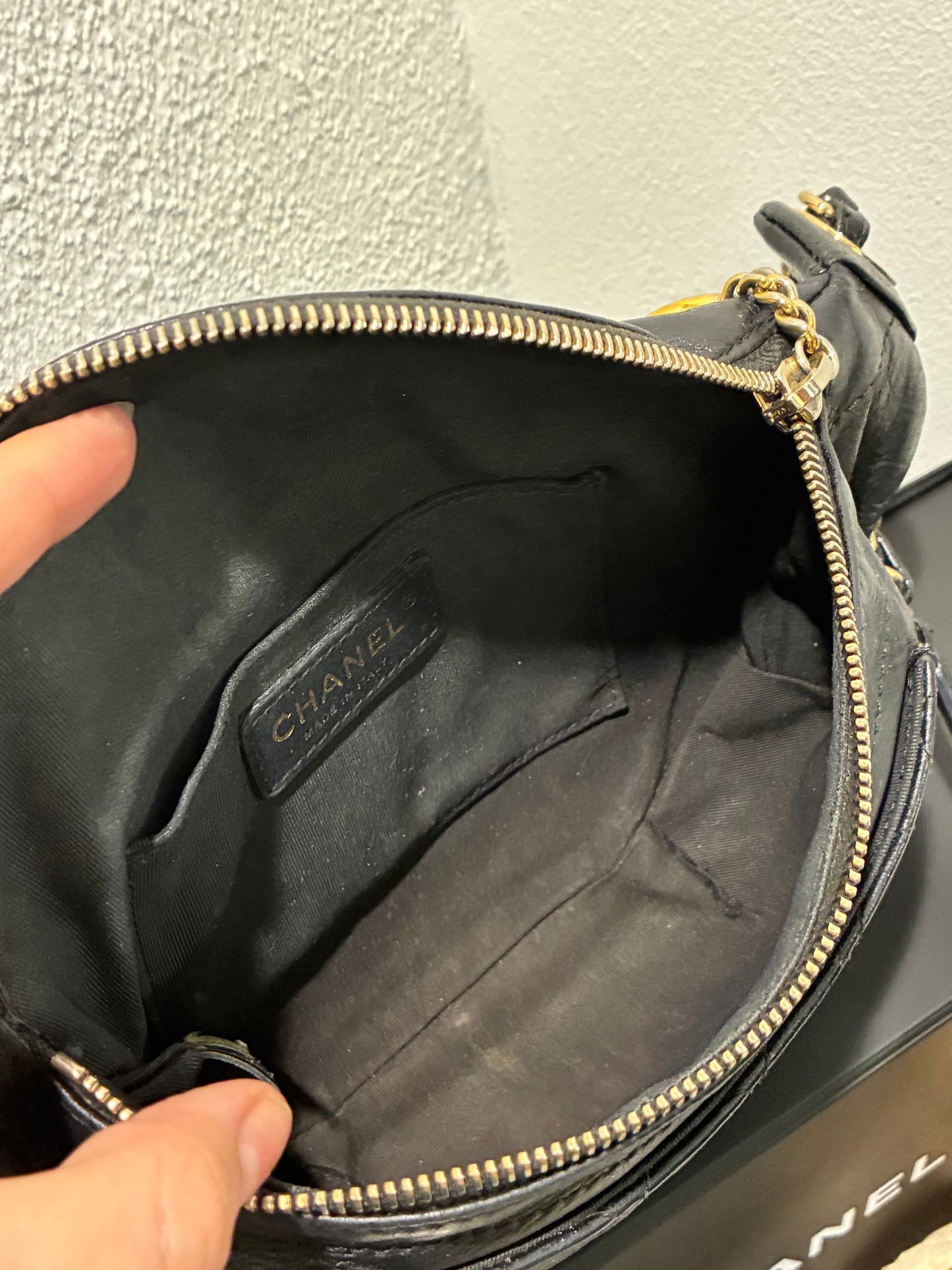 Chanel Crossbody / Bumbag - Black Lambskin with Gold Hardware