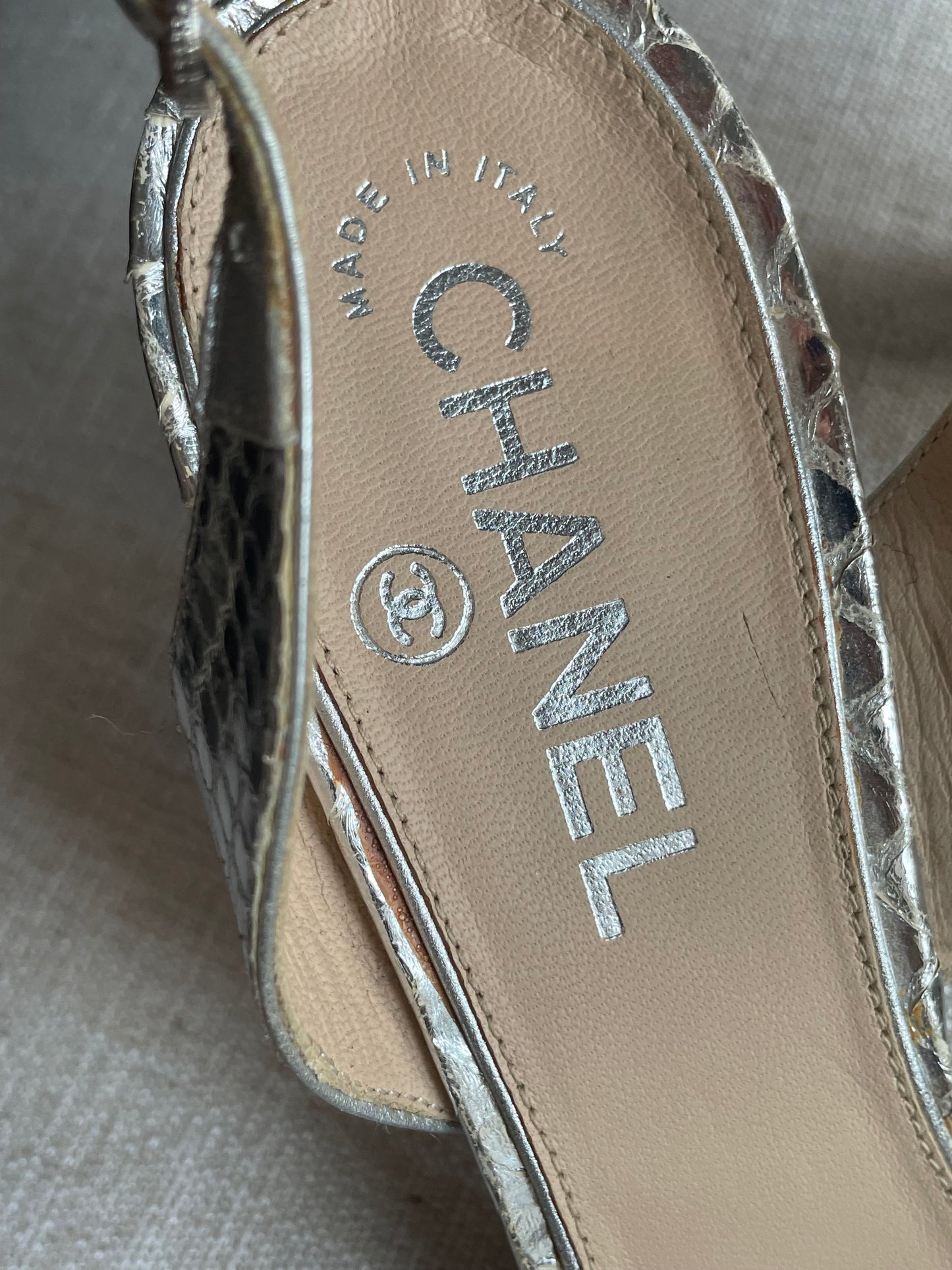 Chanel - heels - Ægte Python - Silver - 38