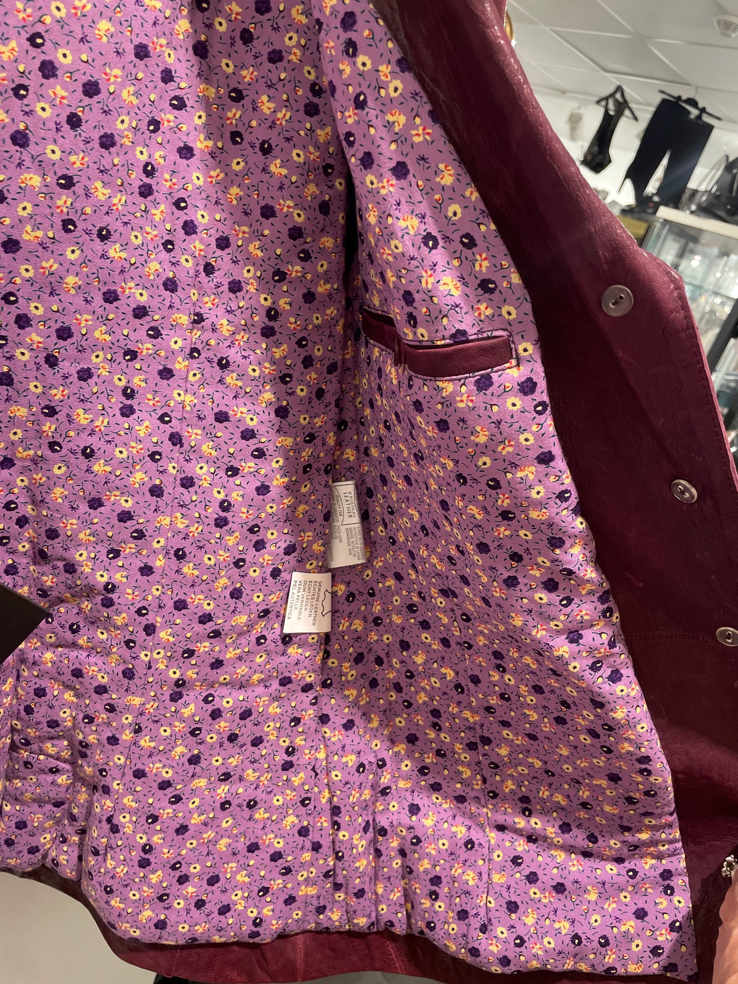 High-End Vintage-Look Distressed Burgundy Leather Blazer - XL