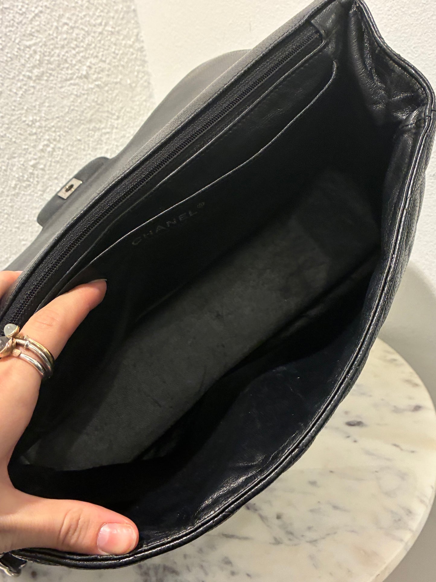 Chanel Jumbo Classic Single Flap – Black Caviar & Silver Hardware