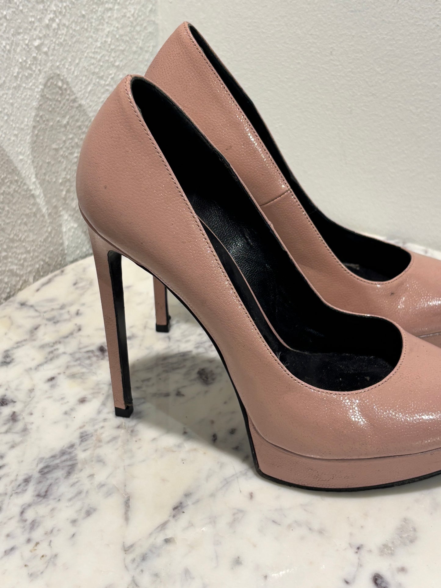 Saint Laurent - Janis platform pumps - Soft pink - 100 mm - 38,5  - Medinas Wardrobe