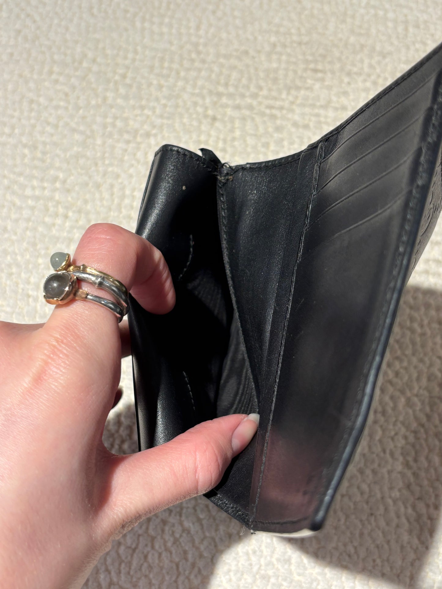 Gucci Wallet – Black Leather with Embossed Monogram