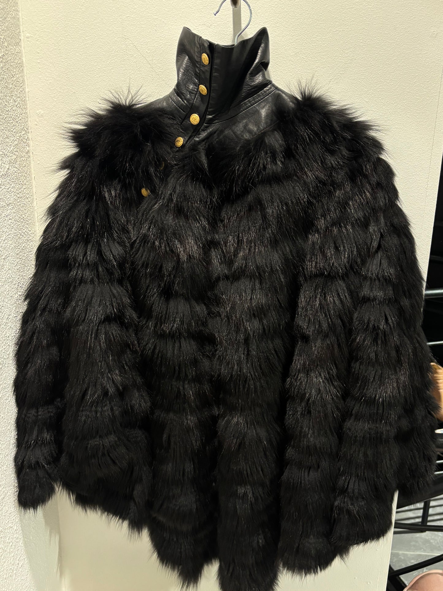 Peter Ingwersen Fur Poncho - Black Fox & Lambskin - Size S-M