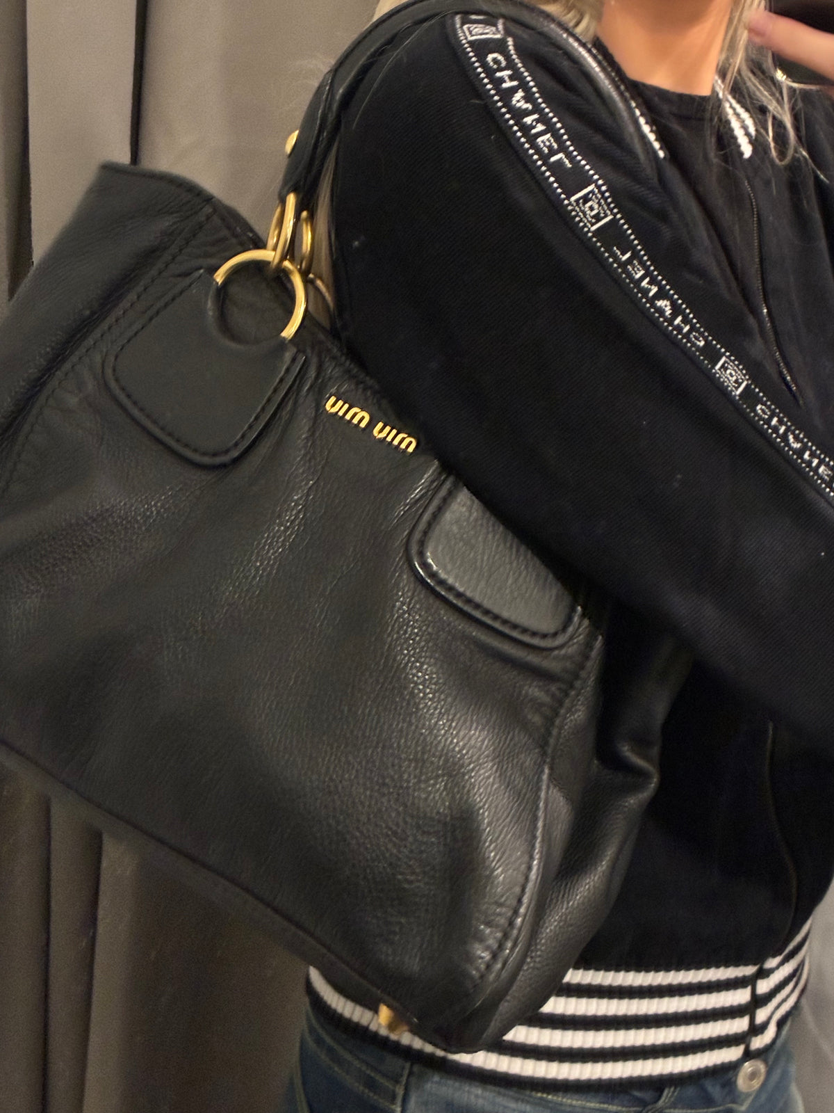 Miu Miu Tote - Black Leather & Gold Hardware