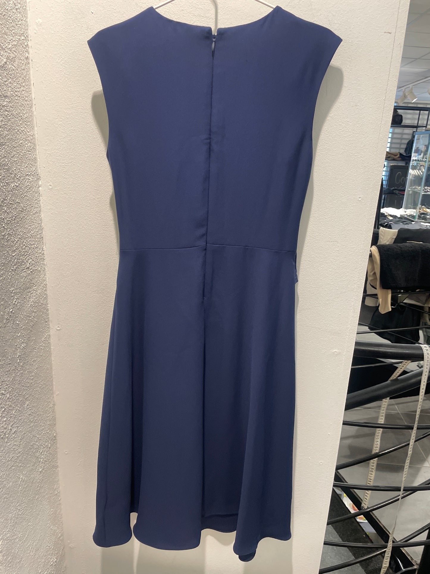 Lauren Ralph Lauren Navy Crepe Dress with Silver Toggle Waist  - EU36
