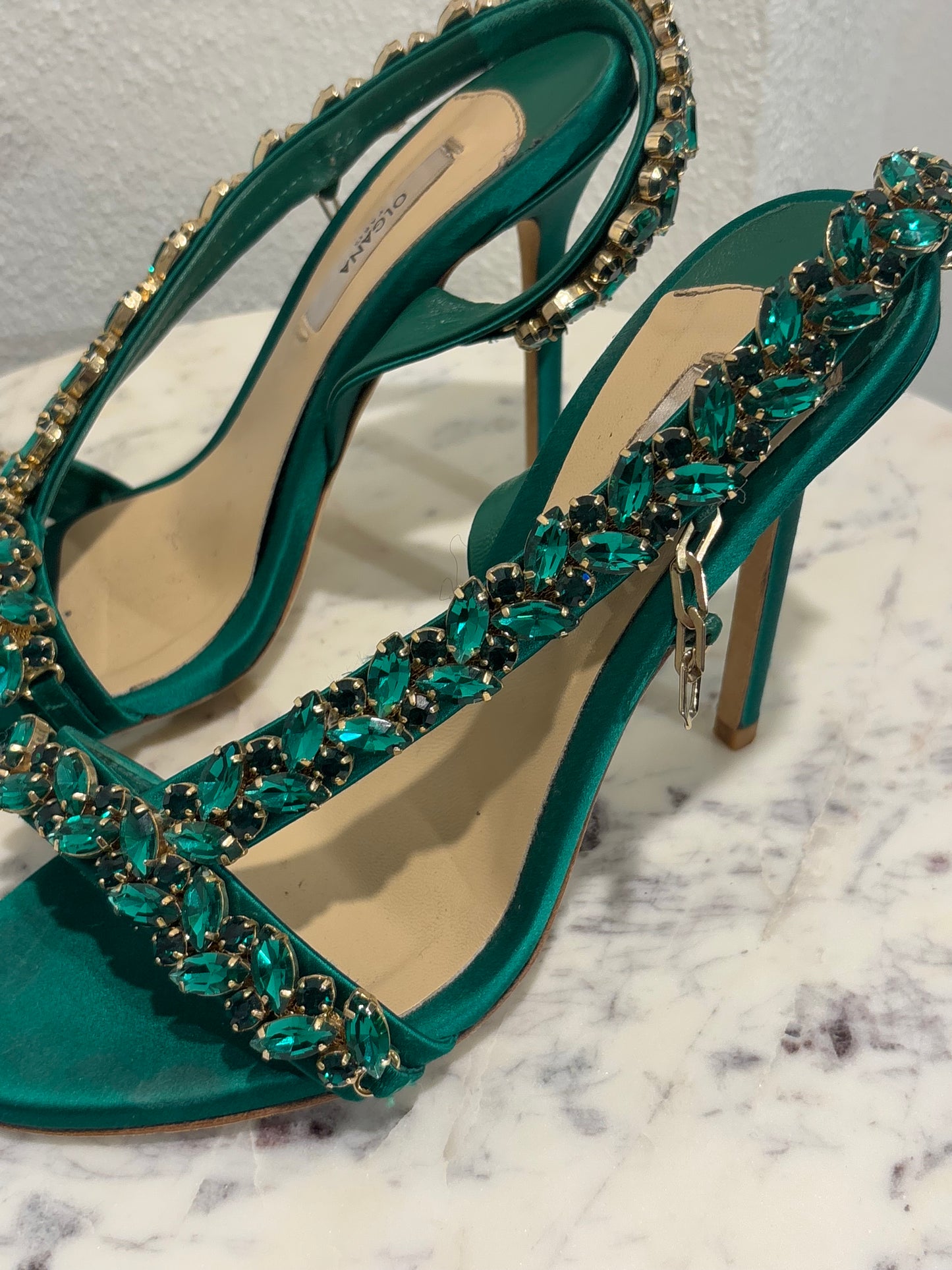 Olgana Paris - Heels - Satin & Crystals - 38 - Medinas Wardrobe