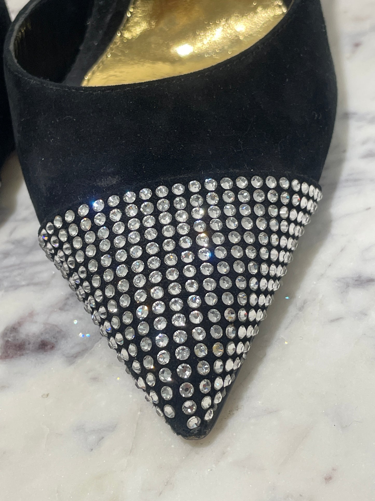 Alexandre Vauthier Black Suede Rhinestone Cap-Toe Pumps - 40