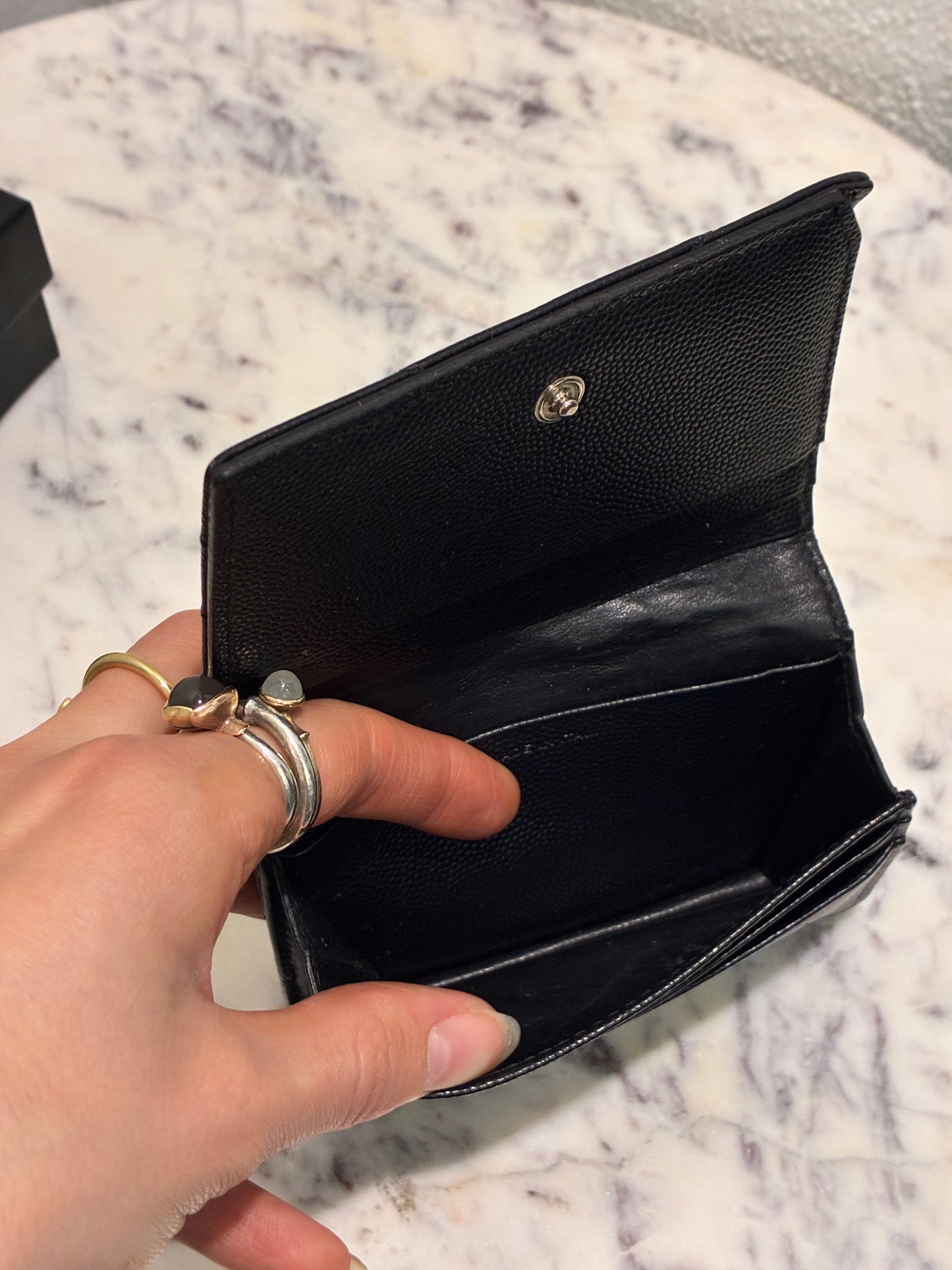 YSL Wallet - Black Calfskin & Silver Logo