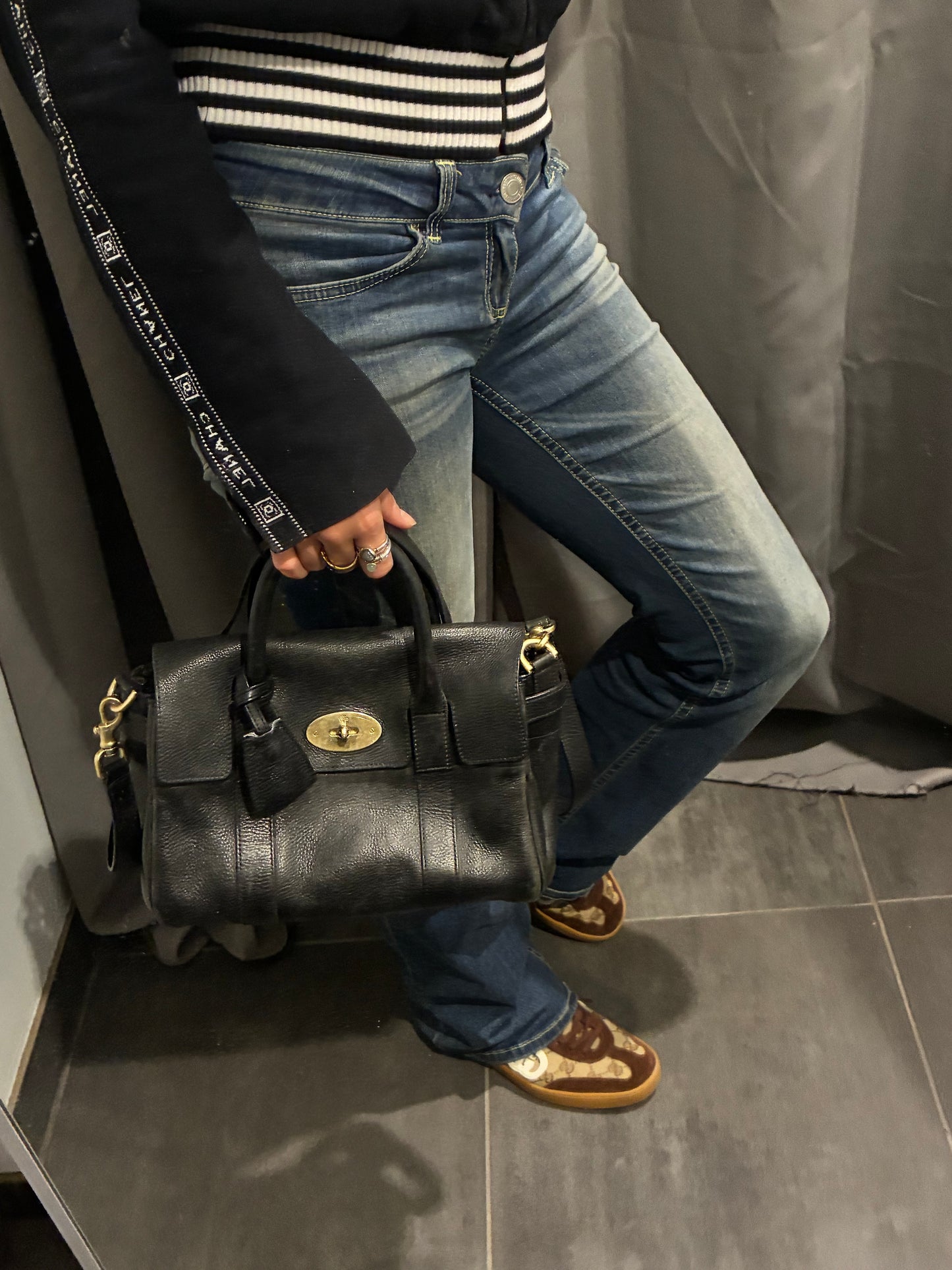 Mulberry Small Bayswater Satchel - Black Calfskin & Gold Hardware