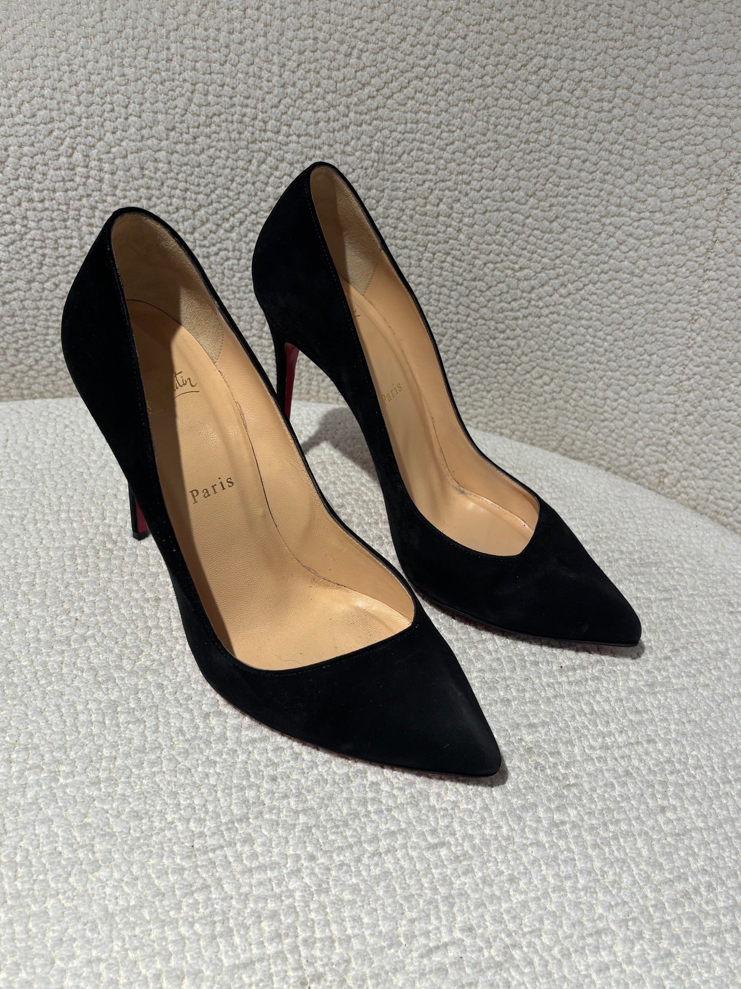 Christian Louboutin Heels – Black Suede with Red Soles - EU 40