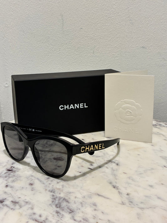 Chanel Sunglasses - Gold CHANEL Logo text