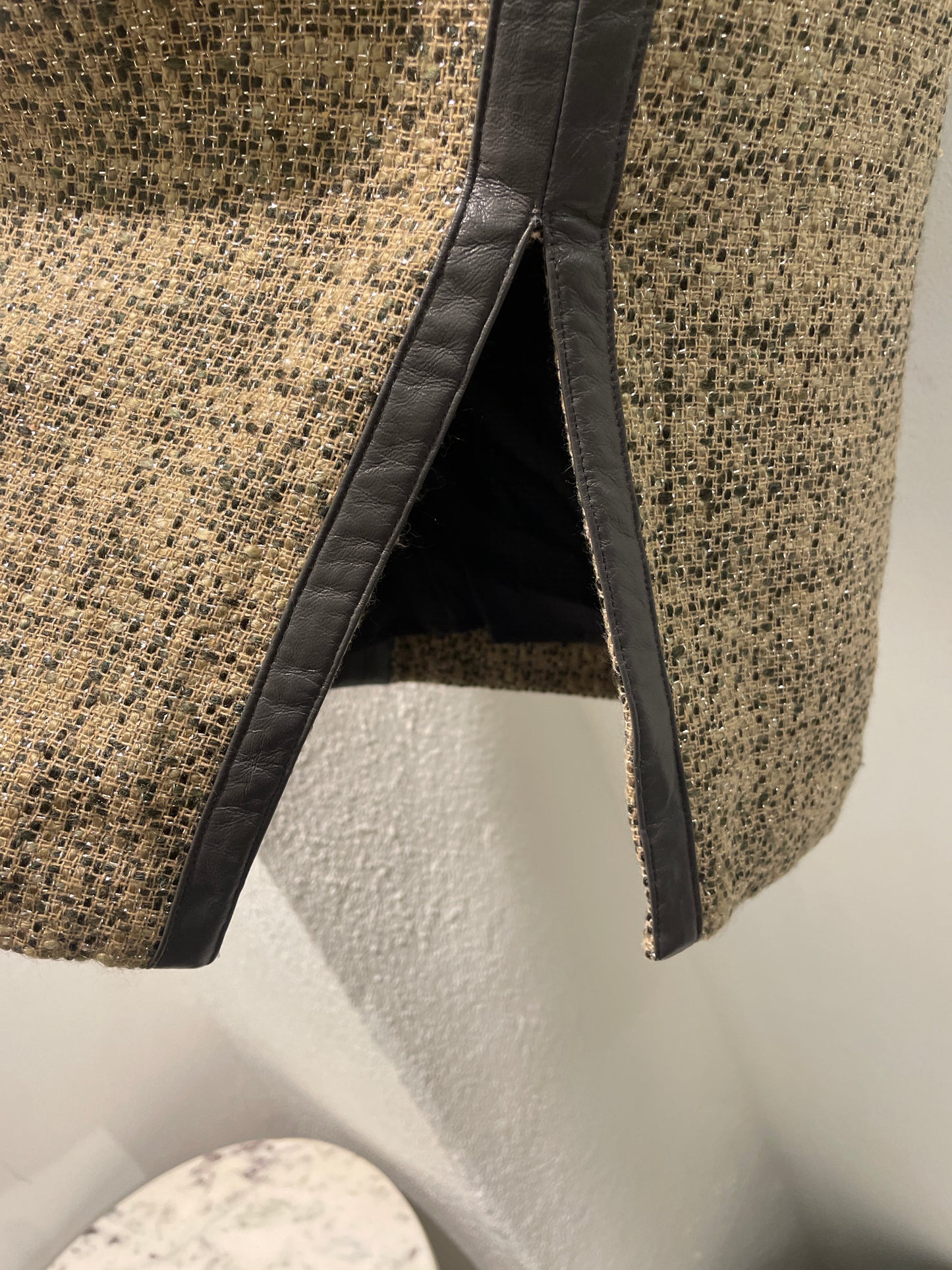 Malene Birger — Tweed Midi Skirt with Leather Panels and Gold Thread - Size EU 36