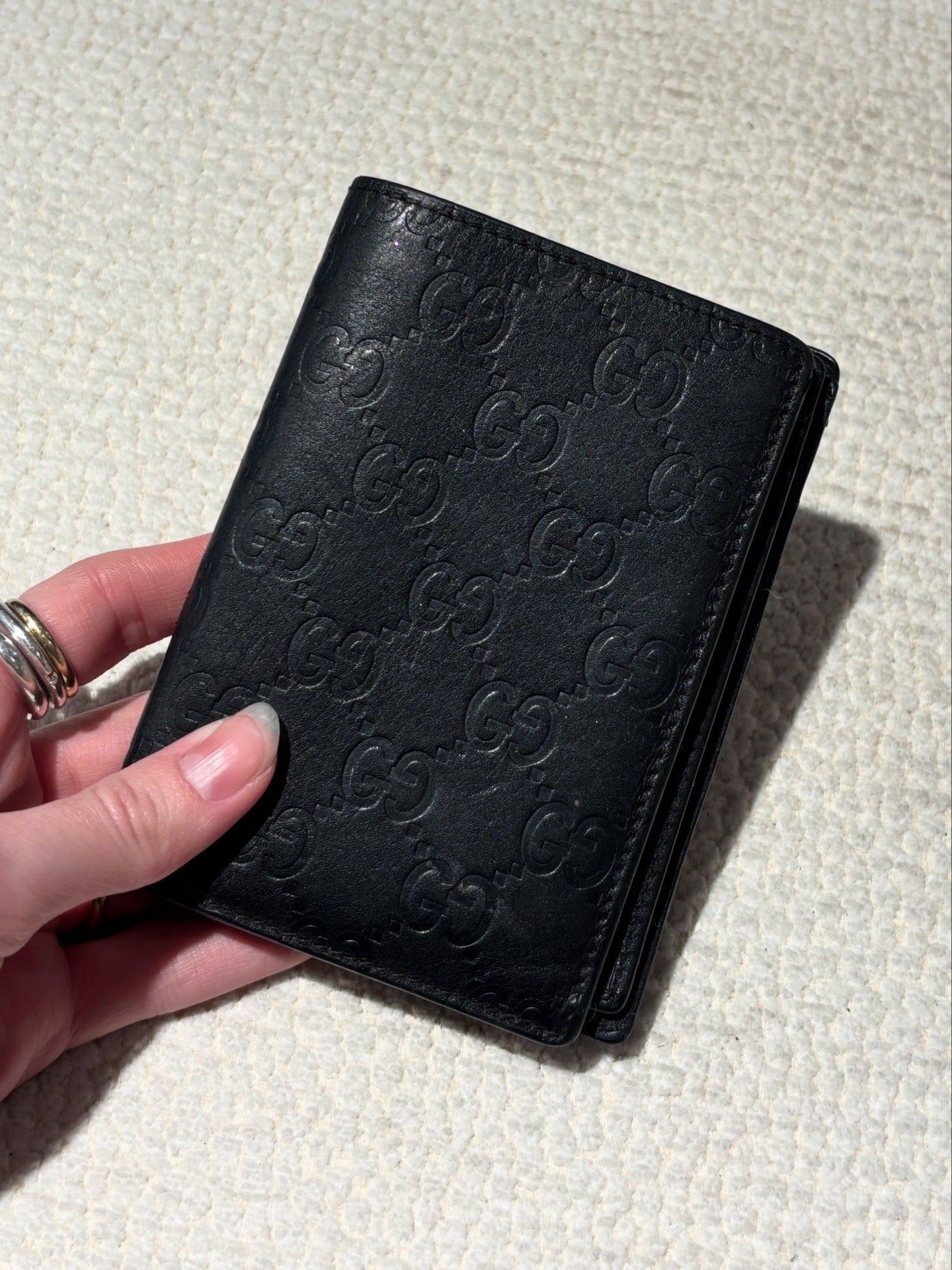 Gucci Wallet – Black Leather with Embossed Monogram