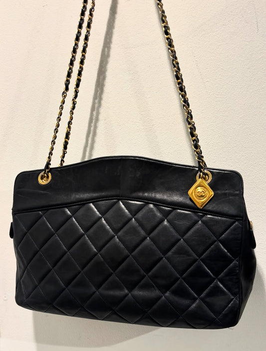 Chanel Vintage Tote - Black Lambskin & 24K Gold Hardware