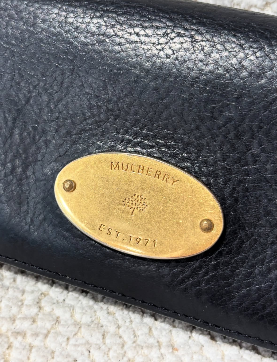 Mulberry Wallet - Black Leather & Gold Hardware