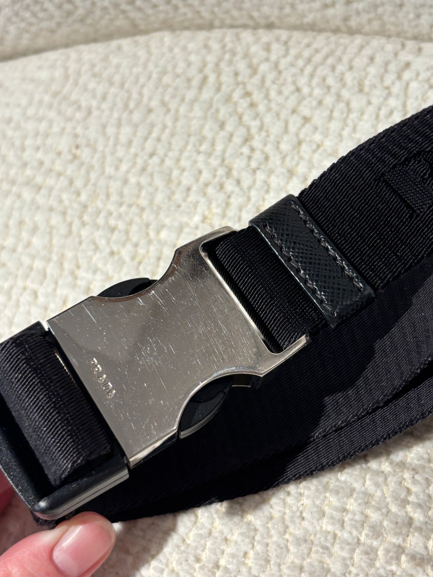 Prada Crossbody Bag - Black Nylon & Silver Logo