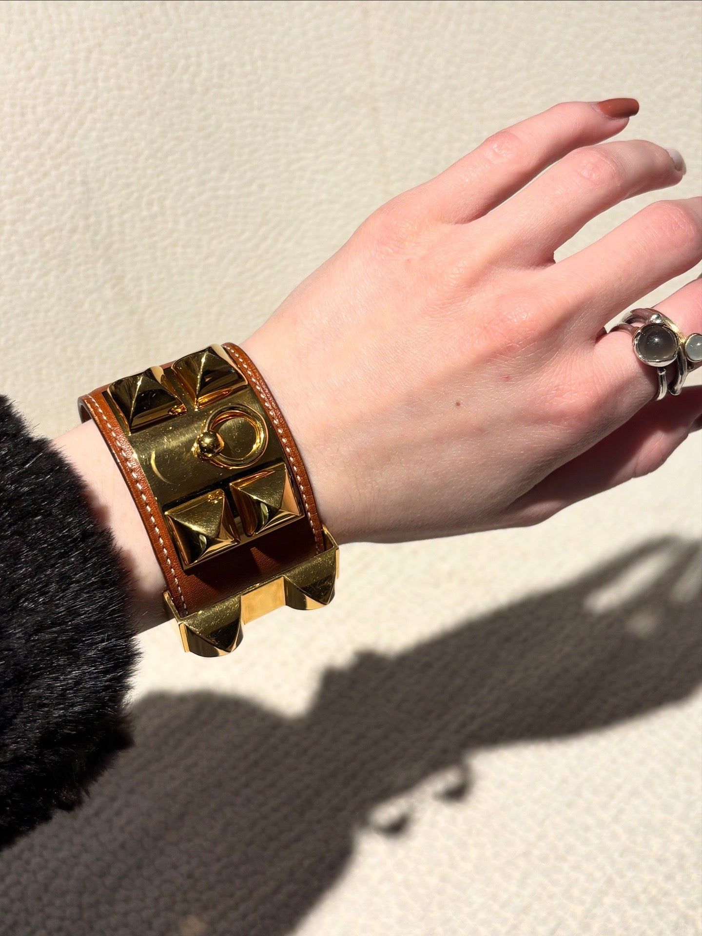 Hermés Collier de Chien Bracelet - Madame Calfskin & Gold Hardware