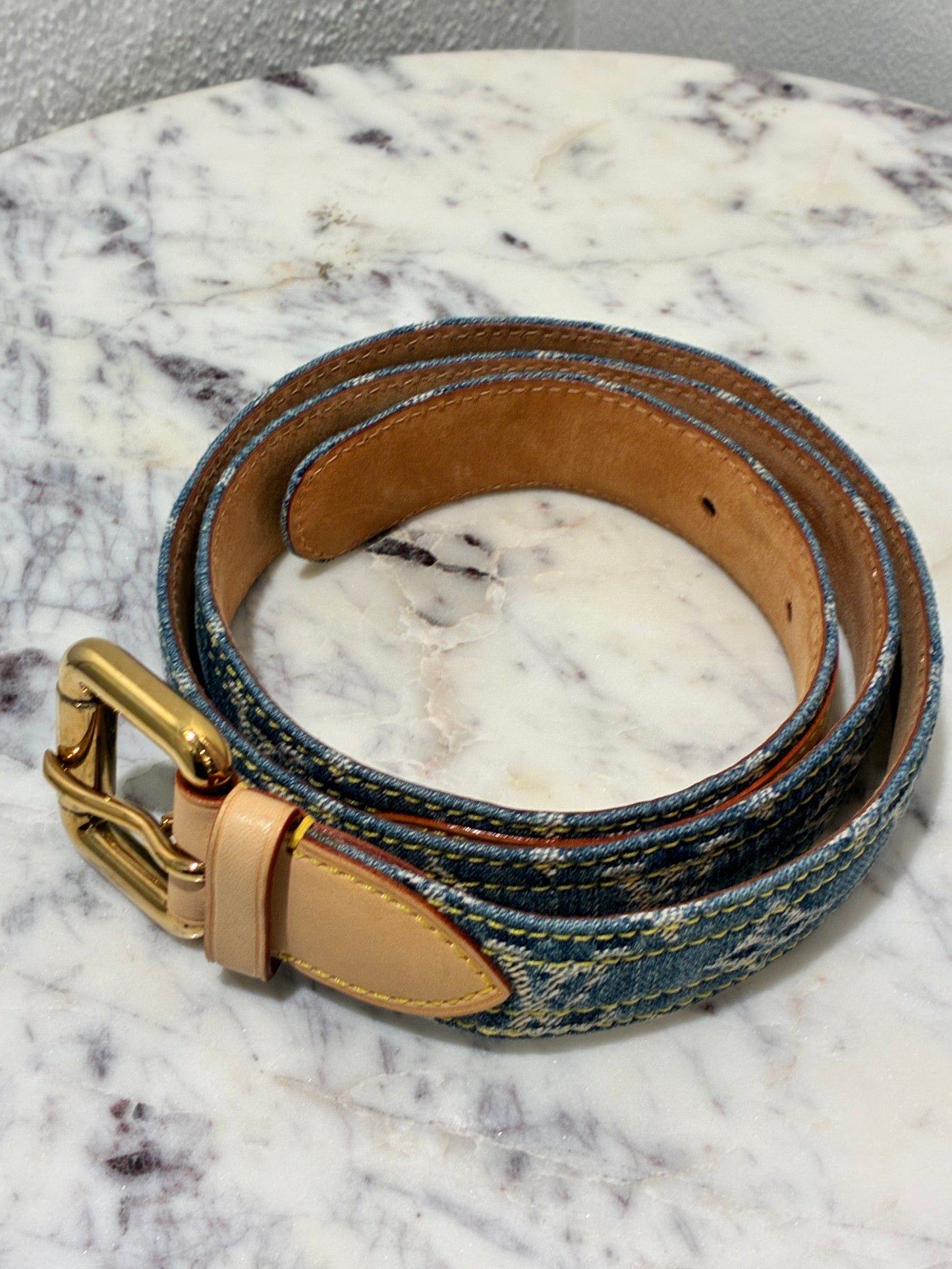 Louis Vuitton Belt - Monogram Denim & Vanchetta Leather - Size 90