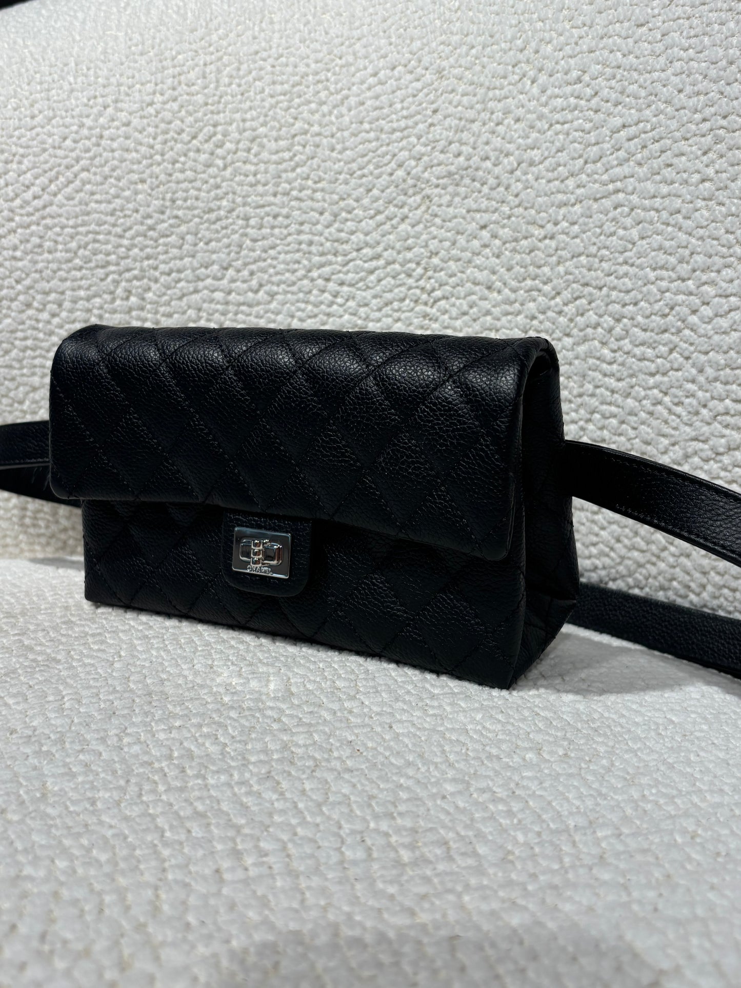 Chanel Uniform Belt Bag – Black Caviar Leather & Silver Hardware
