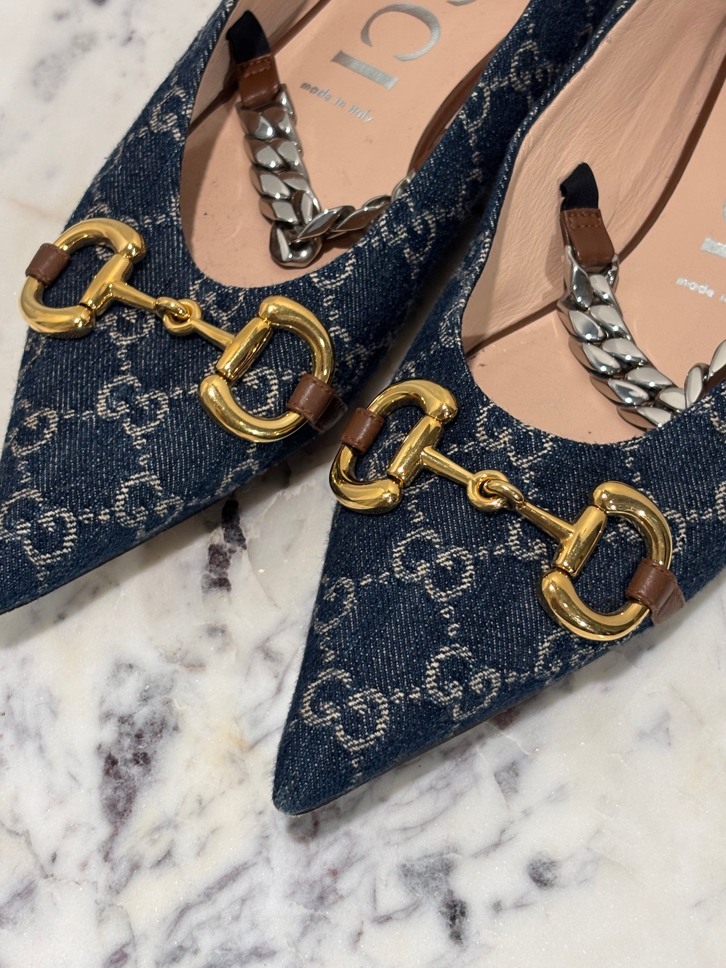 Gucci - Denim Ballerinas - GG Monogram - EU40 - Medinas Wardrobe