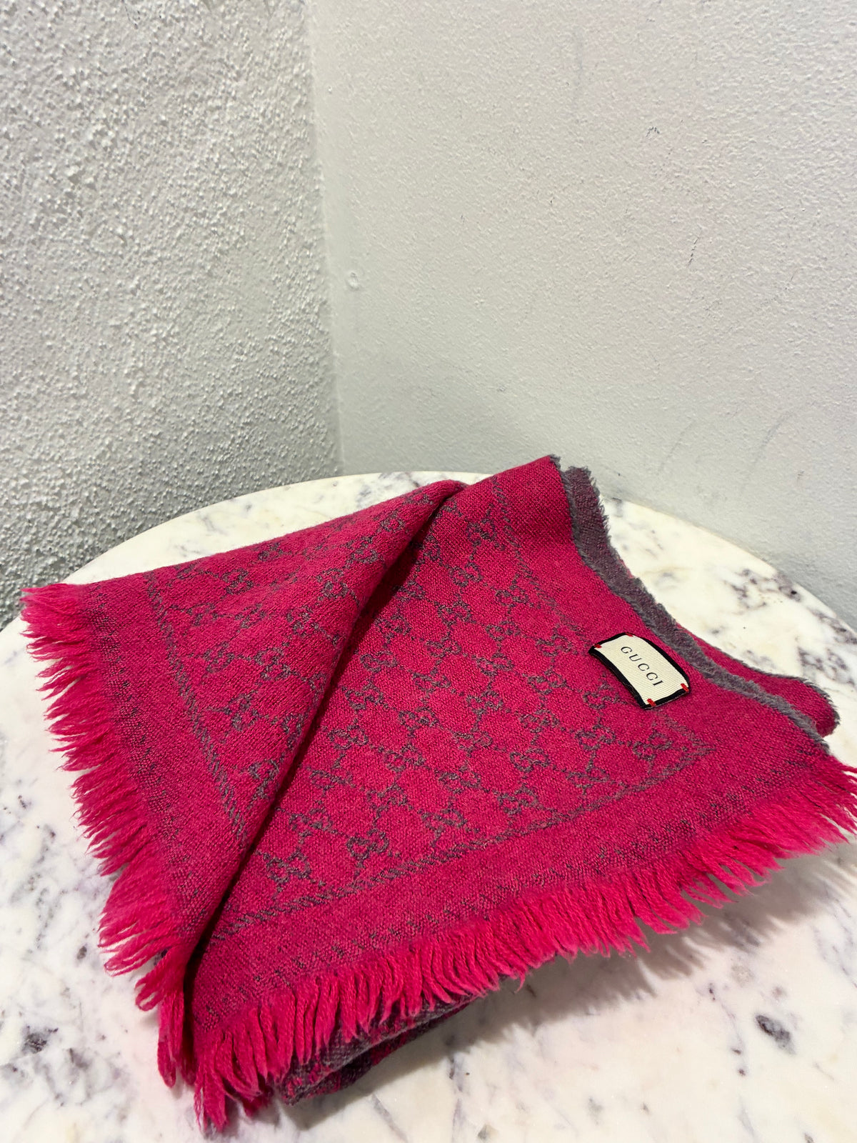 Gucci Monogram Scarf - Grey & Pink