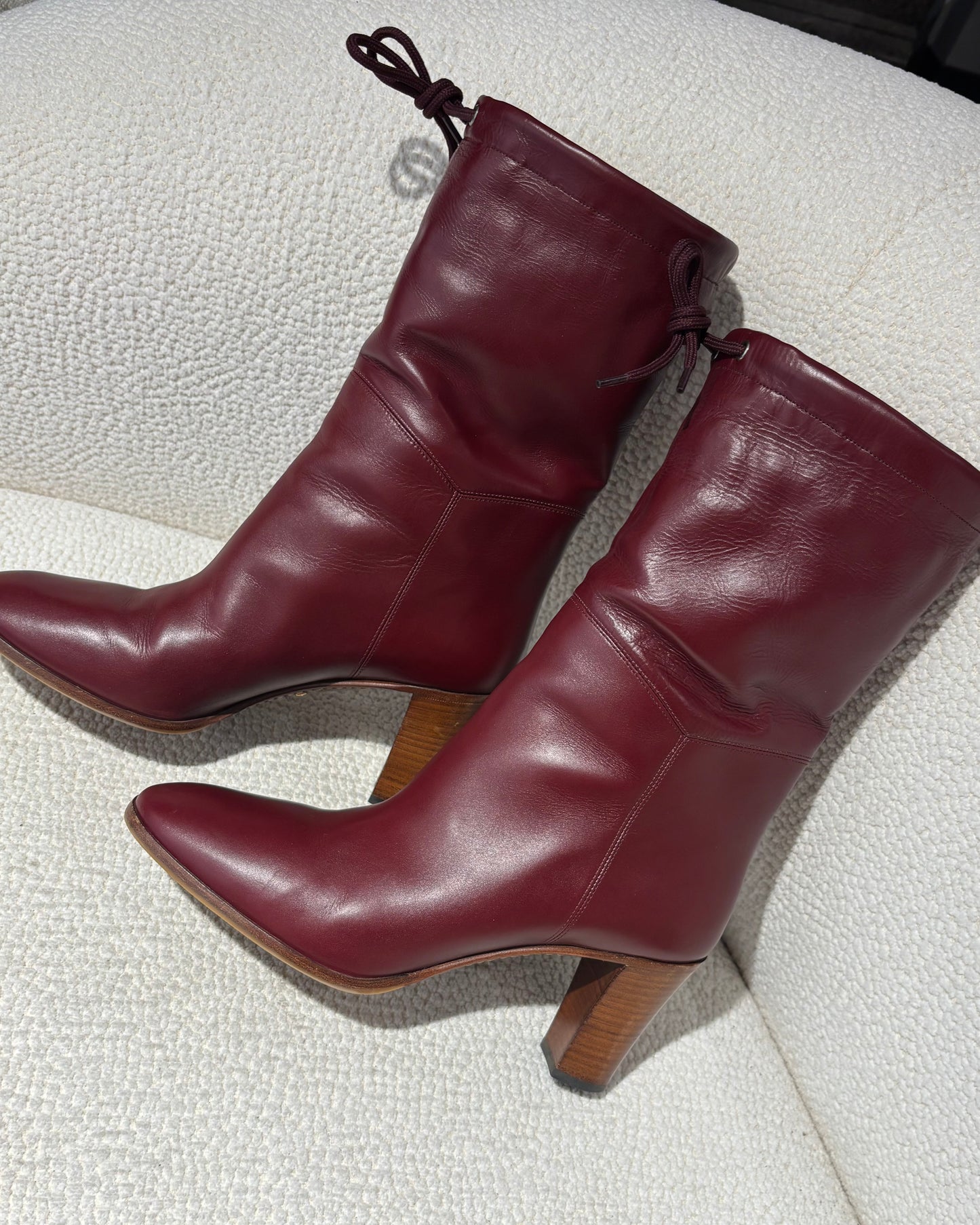 Gucci Boots – Bordeaux Leather & Faux Fur Monogram – EU 41