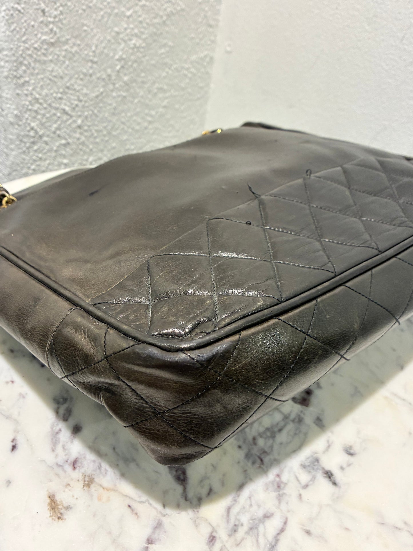 Chanel Vintage Tote - CC Detail - Black Lambskin & 24K Gold Hardware