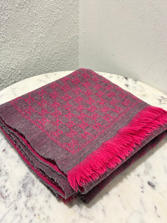 Gucci Monogram Scarf - Grey & Pink