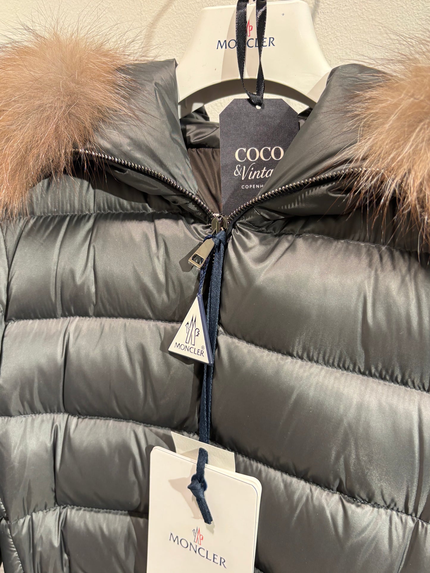 Moncler Jacket – Grey with Fur-Trimmed Hood - Size XS