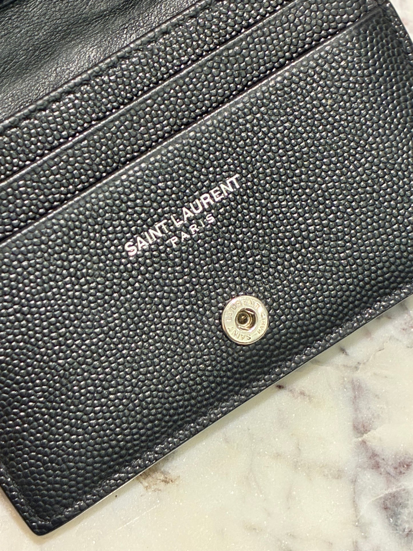 YSL Wallet - Black Calfskin & Silver Logo
