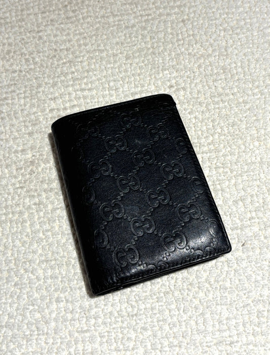 Gucci Wallet – Black Leather with Embossed Monogram