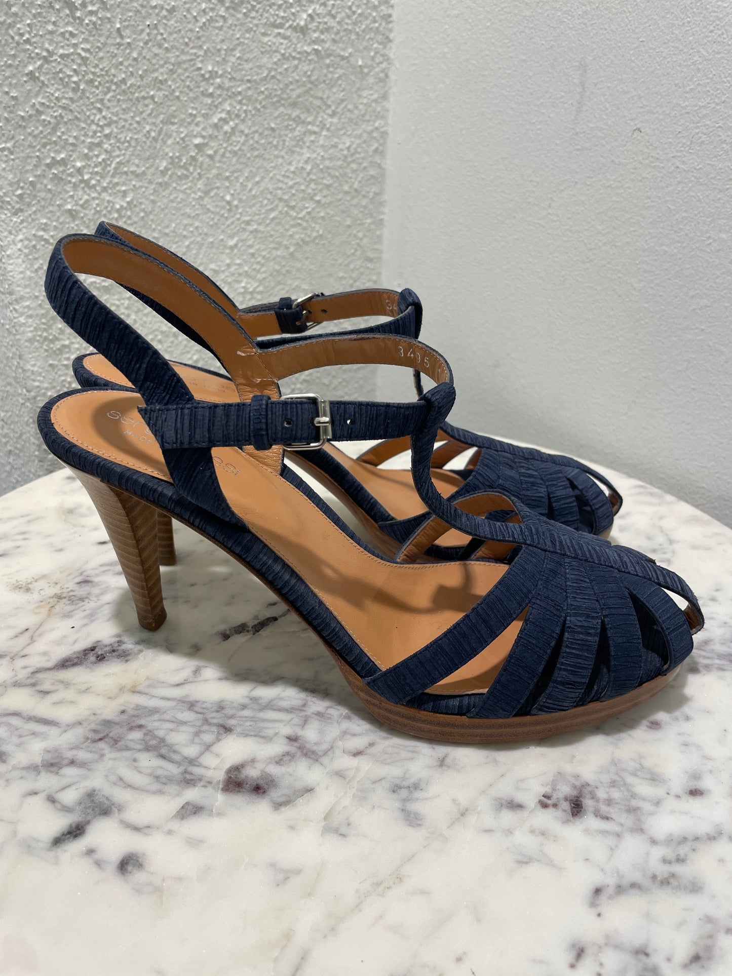 Vintage Sergio Rossi Suede Strappy Platform Sandals - 38,5
