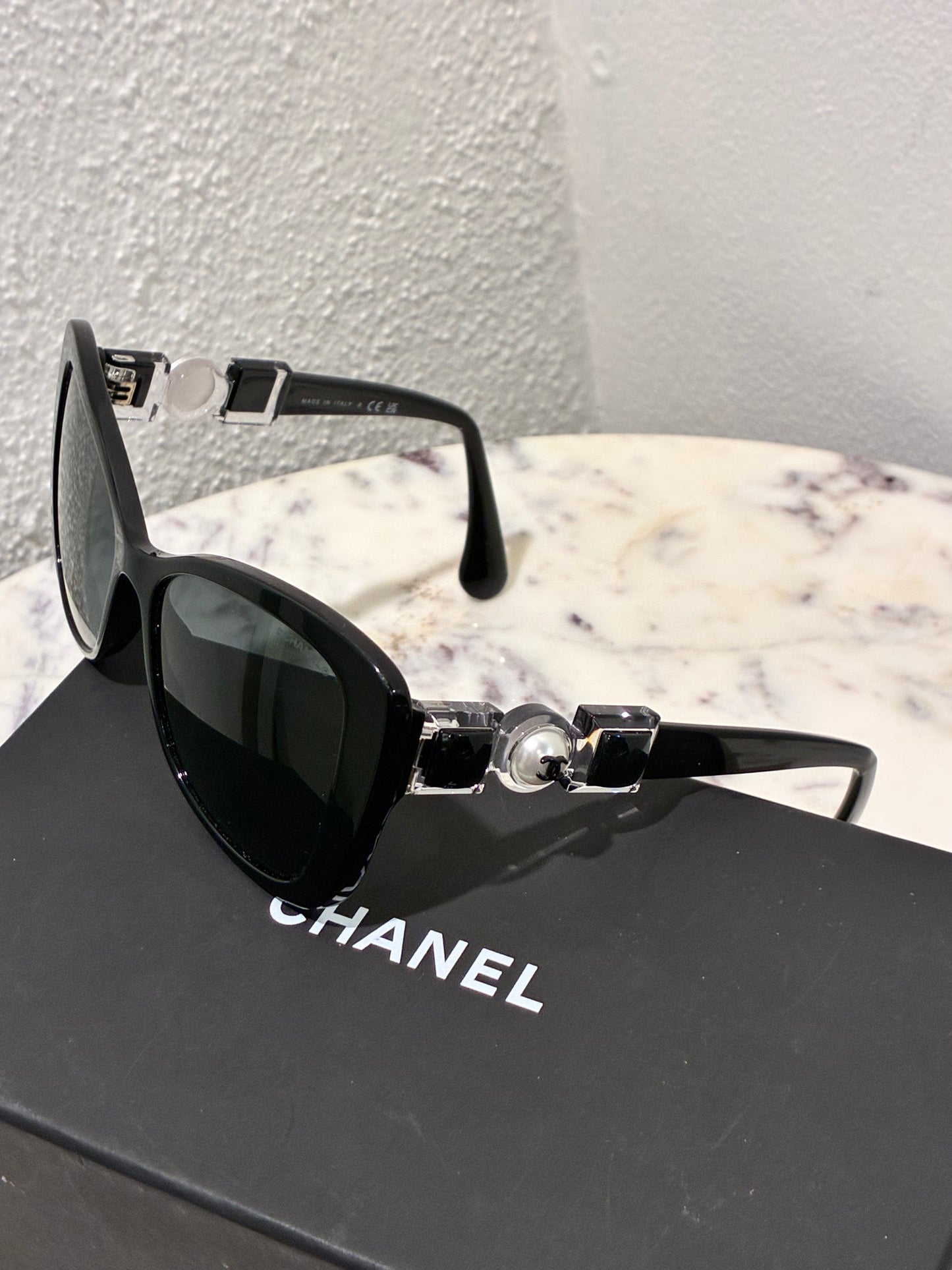 Chanel Sunglasses - Black with CC Pearl Logo