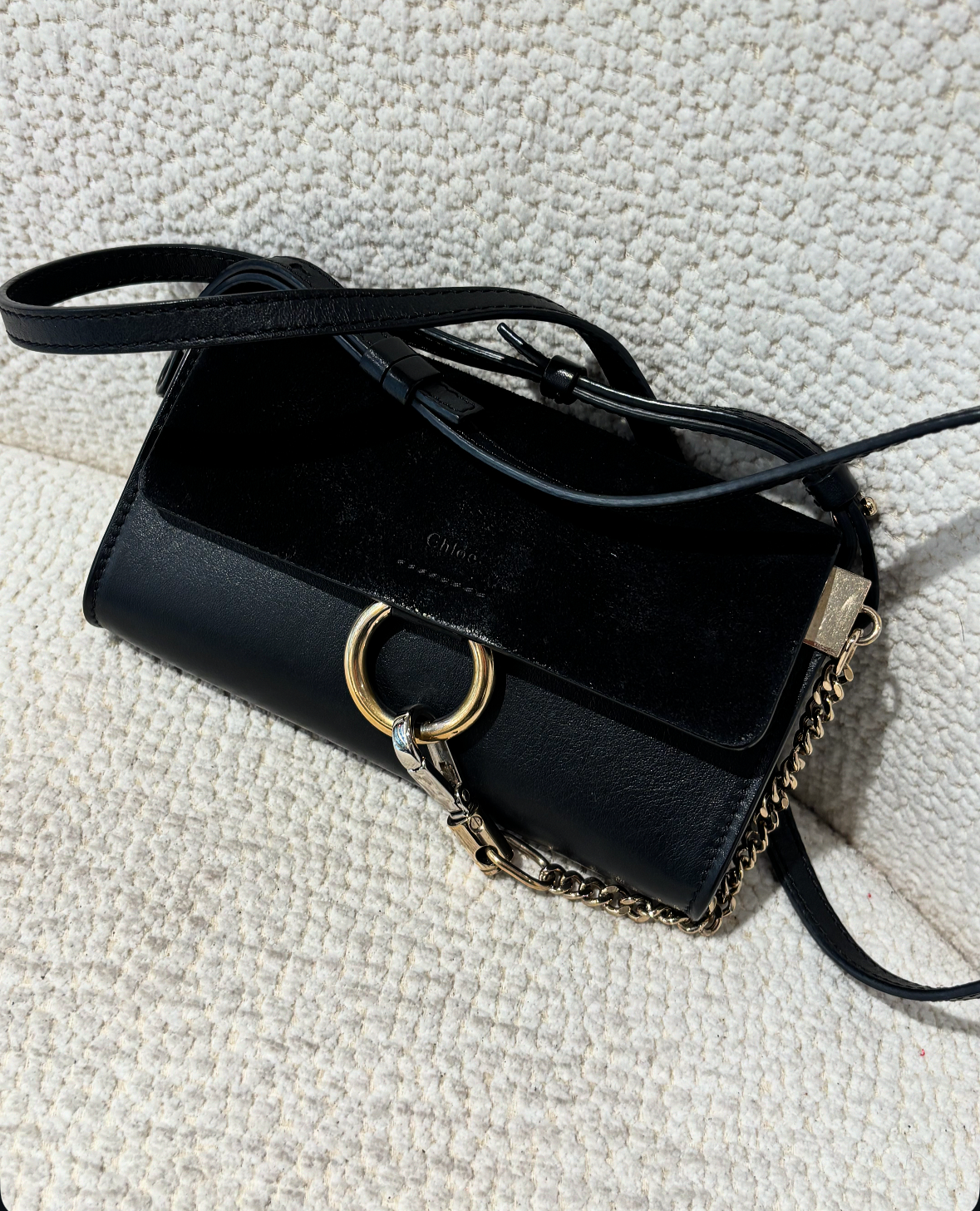 Chloé Mini Faye Bag - Black Leather & Suede