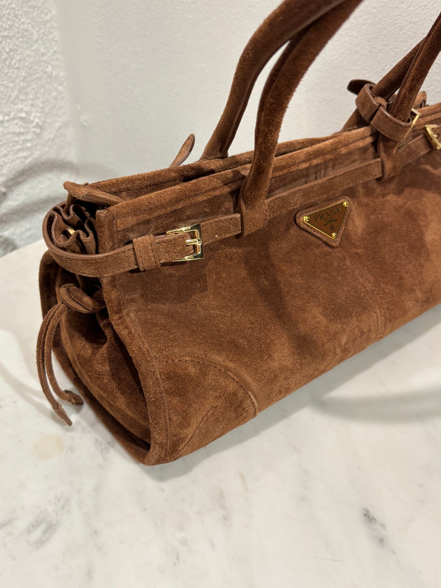 Prada - Suede Triangle Medium Bonnie - Cinnamon - Medinas Wardrobe