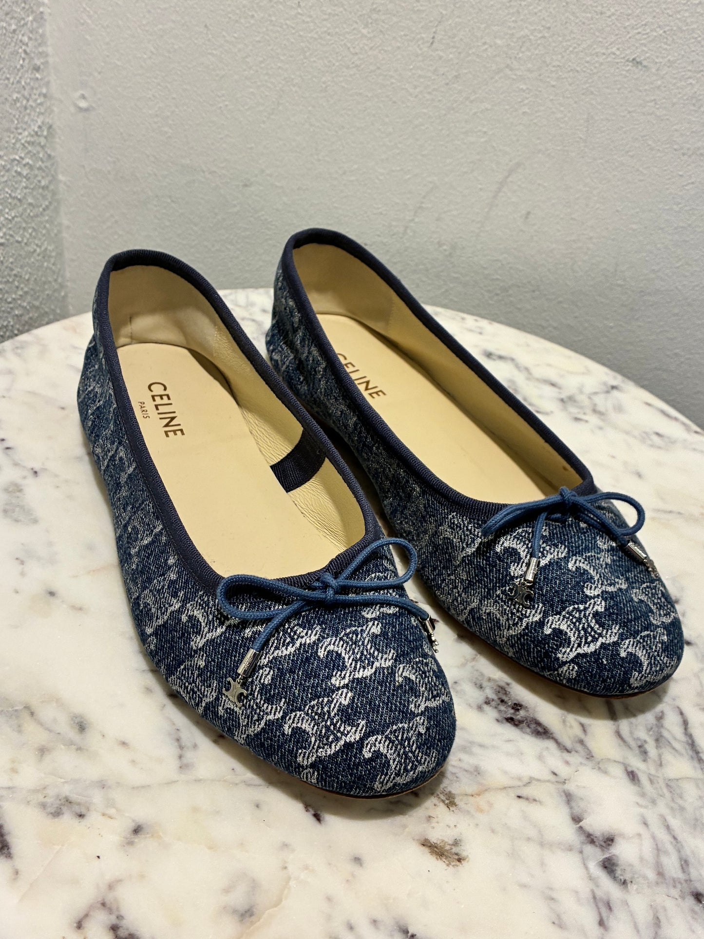 Celine Logo Ballerinas  – Denim - Size 39