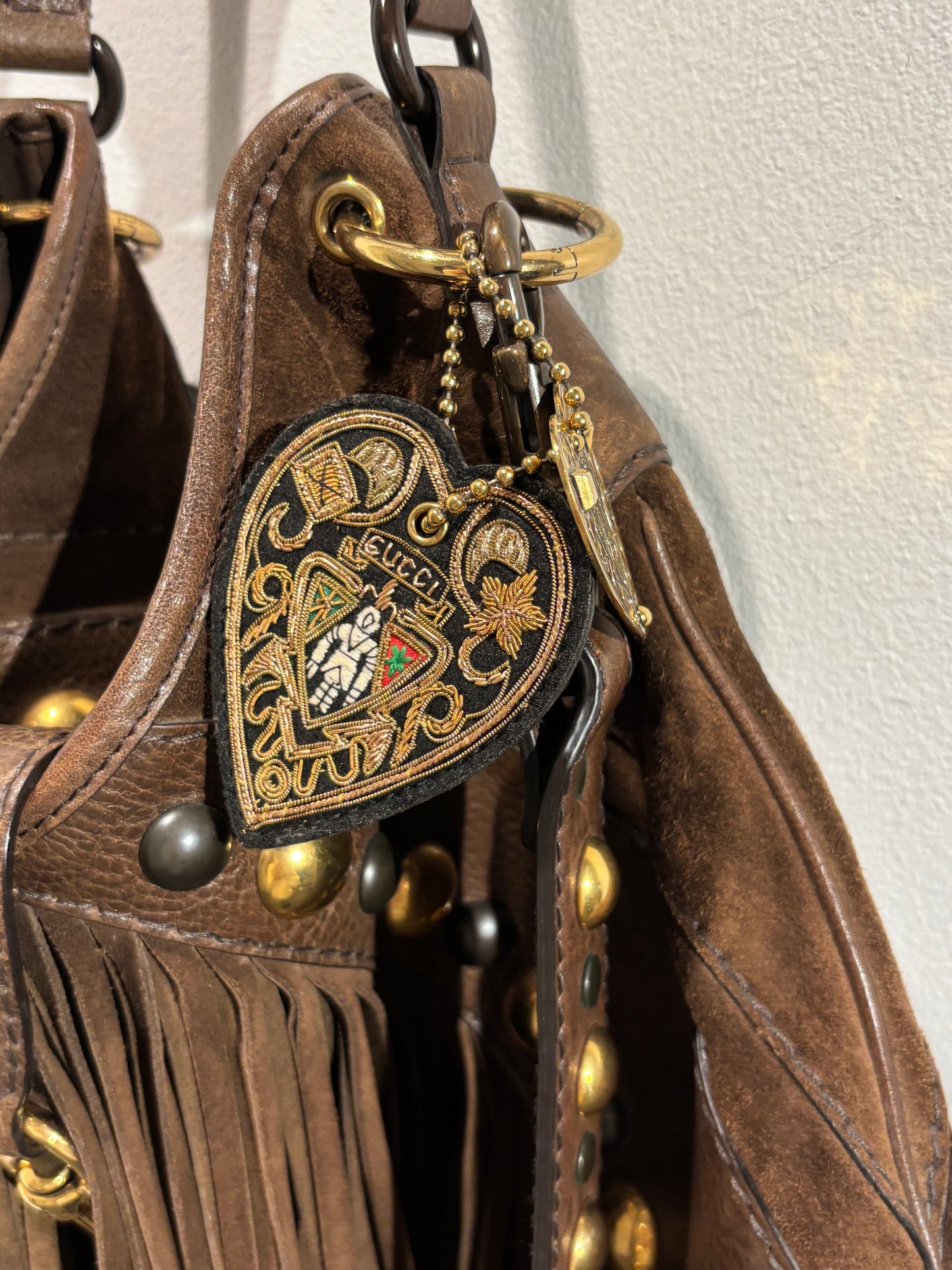 Gucci Fringe Bag – Suede & Leather with Stud Details
