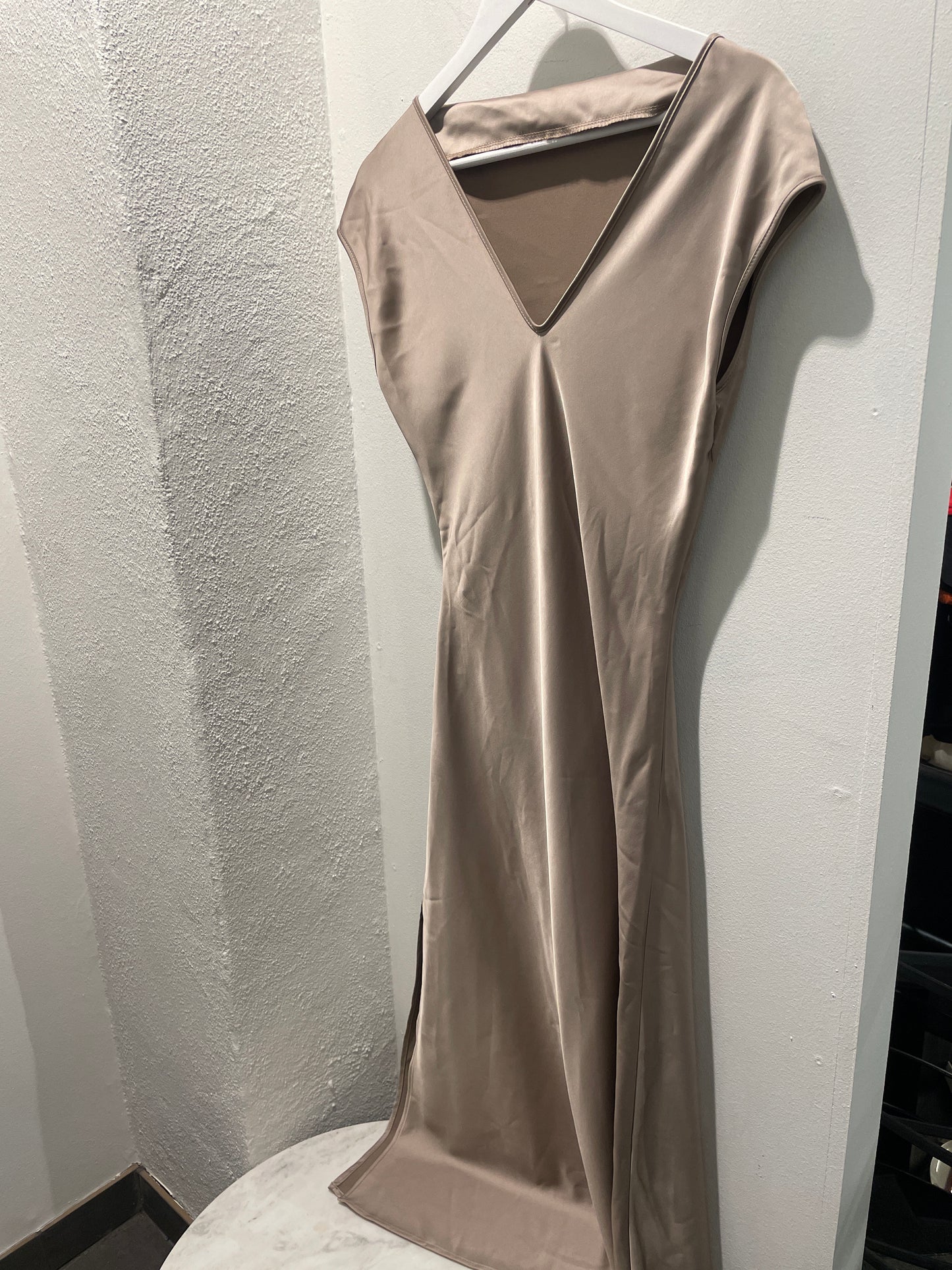 Imperial Long Satin Cowl-Neck Dress – Size M (Brand New with Tags)