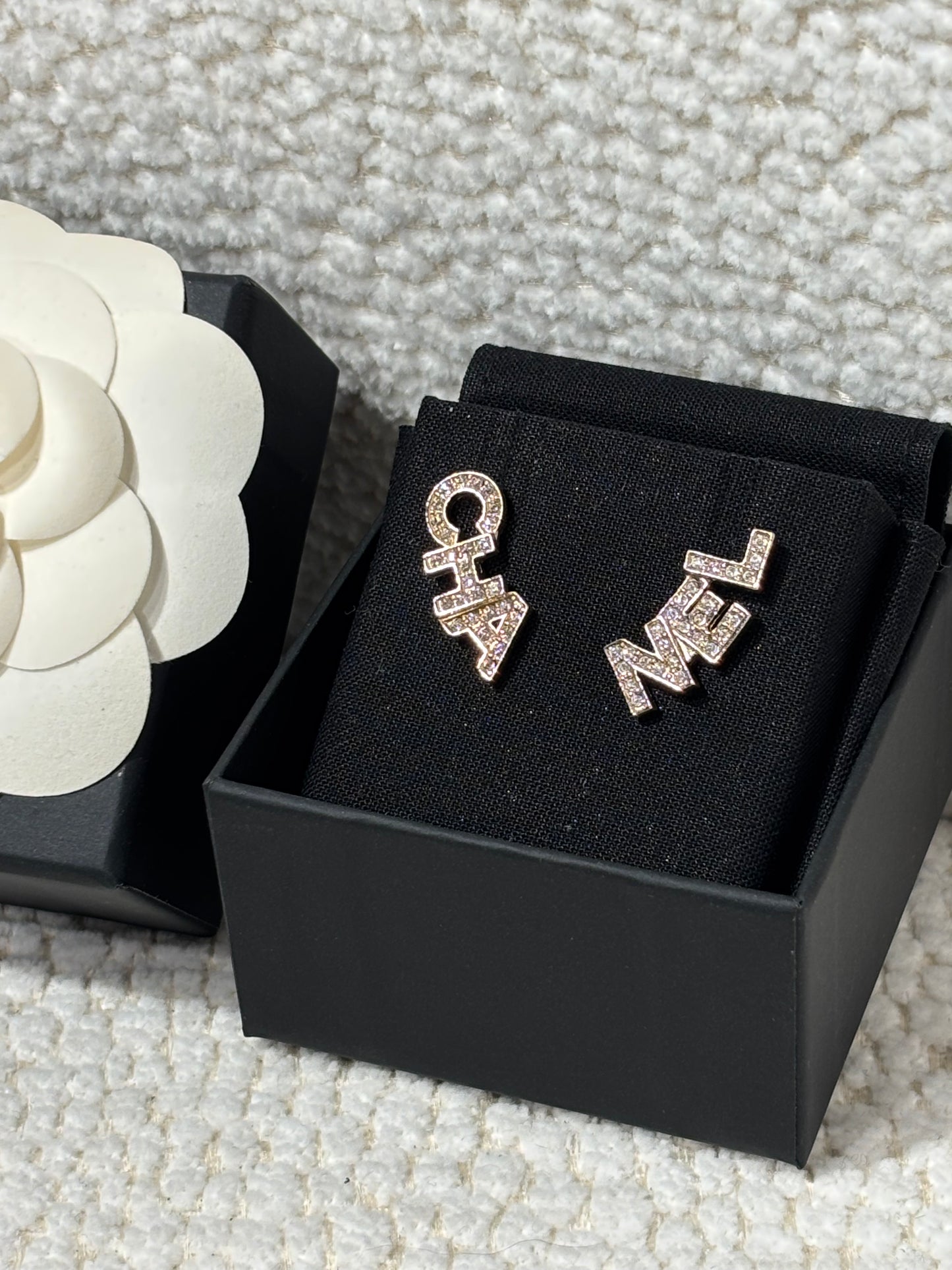 Chanel Earrings - “CHA–NEL” in Gold