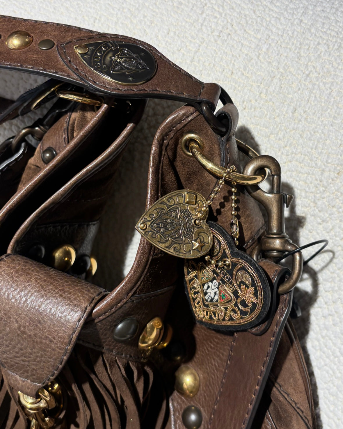 Gucci Fringe Bag – Suede & Leather with Stud Details