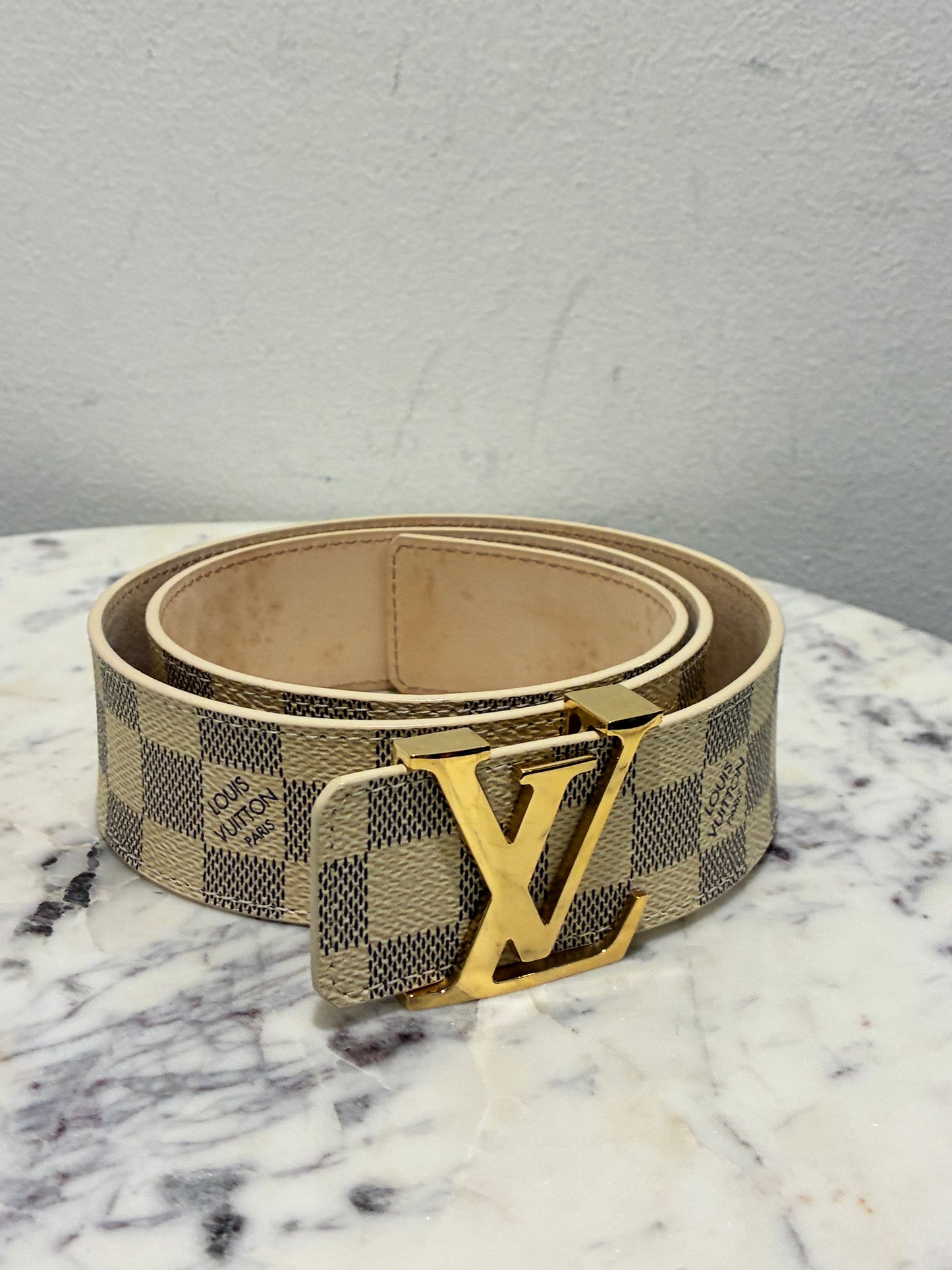 Louis Vuitton Belt - Damien Print with Gold Logo - Size 80